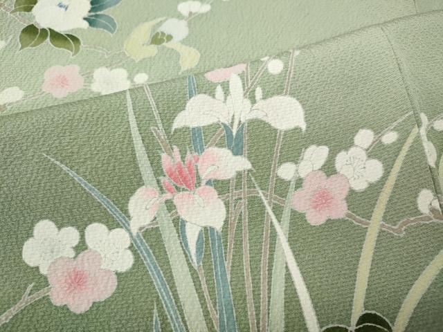 平和屋着物○訪問着 友禅 草花文 暈し染め 鈴乃屋扱い 正絹 逸品