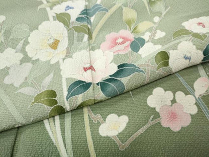平和屋着物●訪問着　友禅　草花文　暈し染め　鈴乃屋扱い　正絹　逸品　CABG5536ut