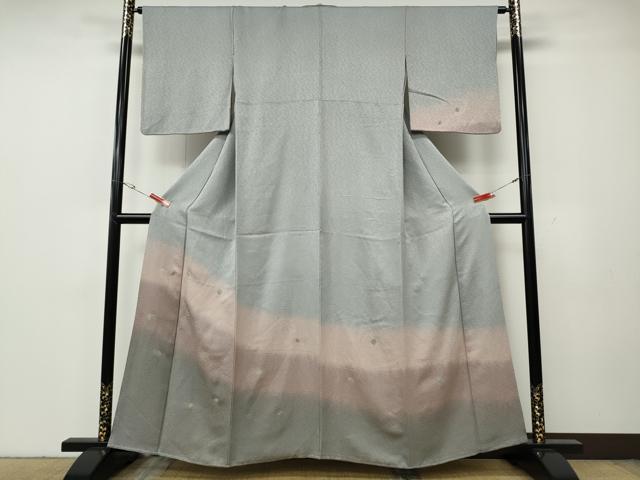 平和屋着物●訪問着　作家物　刺繍　霞舞花文　暈し染め　金糸　正絹　逸品　CABG5537ut