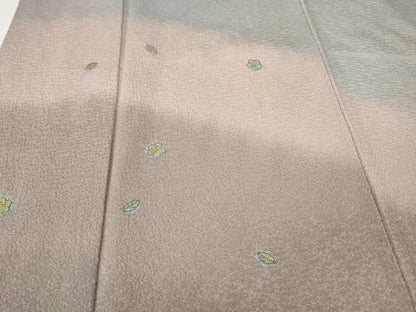 平和屋着物●訪問着　作家物　刺繍　霞舞花文　暈し染め　金糸　正絹　逸品　CABG5537ut