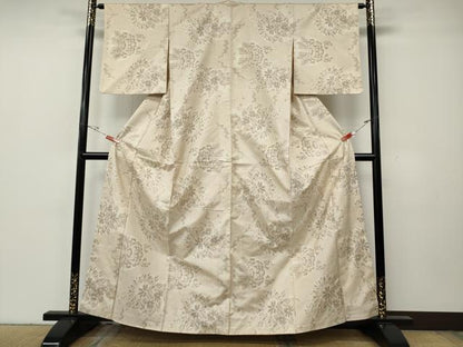 平和屋着物●本場大島紬　白大島　7マルキ　吉祥花文　正絹　逸品　CABG5538ut
