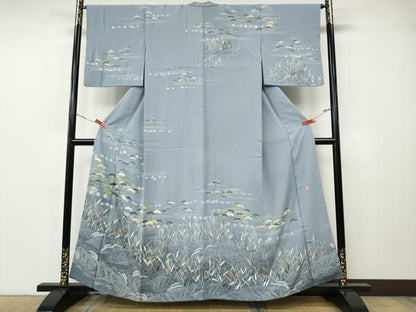 平和屋着物●訪問着　作家物　立波草花文　暈し染め　金彩　まるやま扱い　正絹　逸品　CABG5542ut