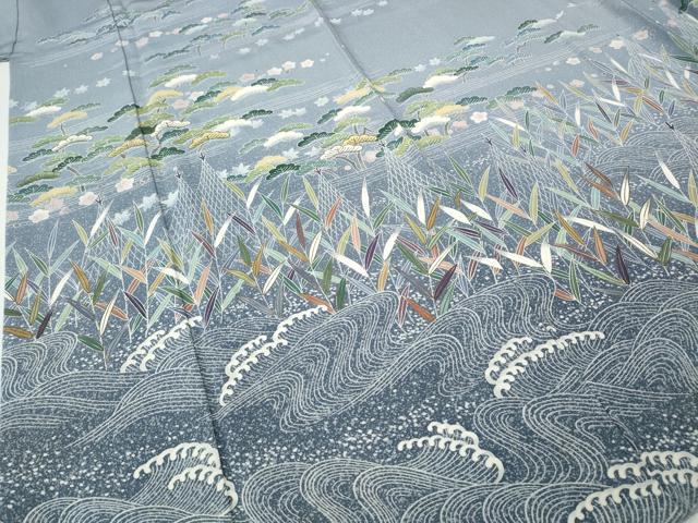 平和屋着物●訪問着　作家物　立波草花文　暈し染め　金彩　まるやま扱い　正絹　逸品　CABG5542ut