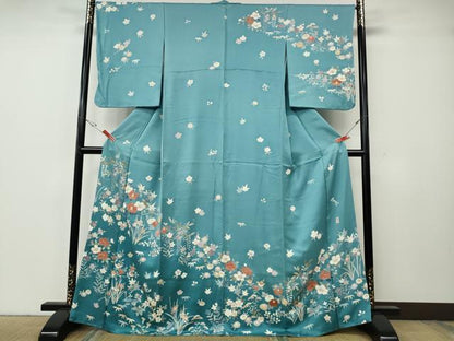 平和屋着物●訪問着　作家物　草花尽くし　暈し染め　金彩　正絹　逸品　CABG5546ut