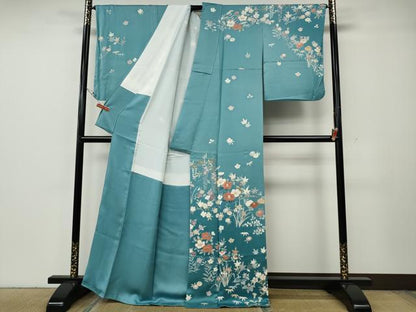 平和屋着物●訪問着　作家物　草花尽くし　暈し染め　金彩　正絹　逸品　CABG5546ut