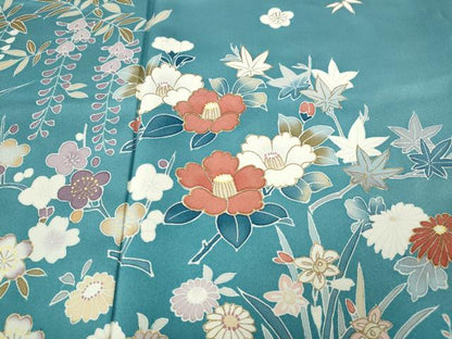 平和屋着物●訪問着　作家物　草花尽くし　暈し染め　金彩　正絹　逸品　CABG5546ut