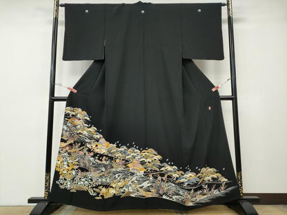 平和屋着物●本加賀友禅作家　大村洋子　黒留袖　御所解草花文　正絹　逸品　CABG5552ut