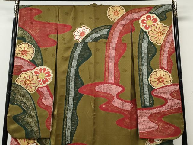 平和屋着物●豪華振袖　駒刺繍　絞り　エ霞舞花文　金彩　正絹　逸品　CABG5555ut