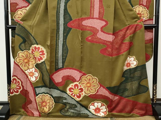 平和屋着物●豪華振袖　駒刺繍　絞り　エ霞舞花文　金彩　正絹　逸品　CABG5555ut