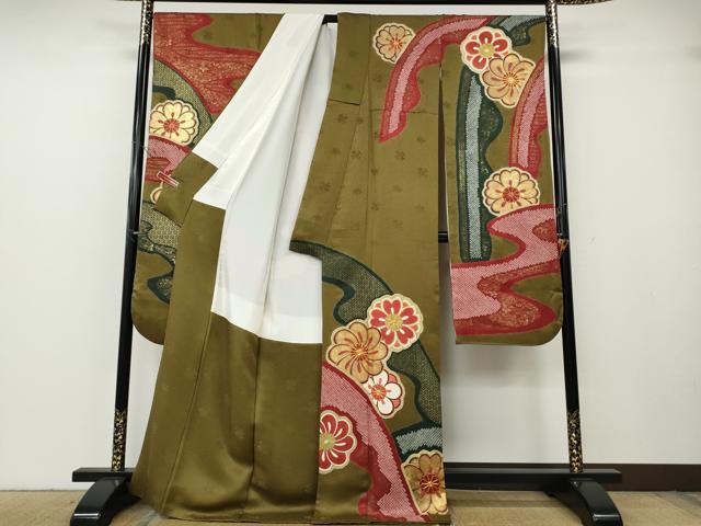 平和屋着物●豪華振袖　駒刺繍　絞り　エ霞舞花文　金彩　正絹　逸品　CABG5555ut