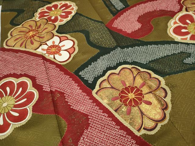 平和屋着物●豪華振袖　駒刺繍　絞り　エ霞舞花文　金彩　正絹　逸品　CABG5555ut