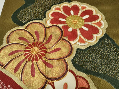 平和屋着物●豪華振袖　駒刺繍　絞り　エ霞舞花文　金彩　正絹　逸品　CABG5555ut