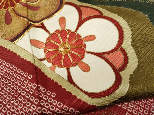平和屋着物●豪華振袖　駒刺繍　絞り　エ霞舞花文　金彩　正絹　逸品　CABG5555ut