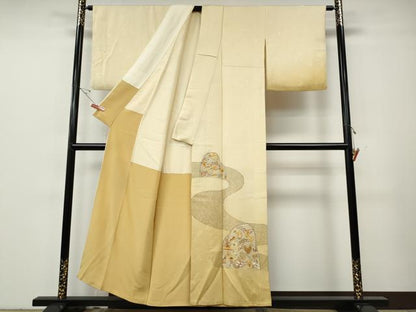 平和屋着物●訪問着　総刺繍　流水宝尽くし文　暈し染め　正絹　逸品　CABG5556ut