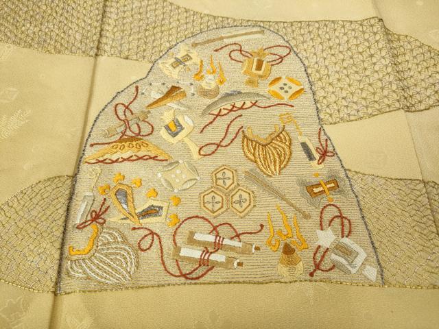 平和屋着物●訪問着　総刺繍　流水宝尽くし文　暈し染め　正絹　逸品　CABG5556ut