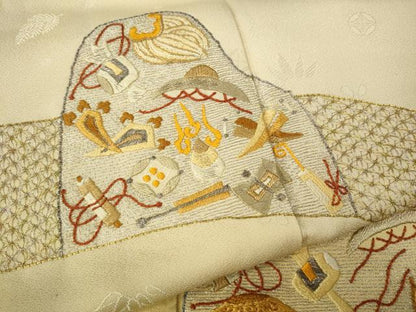 平和屋着物●訪問着　総刺繍　流水宝尽くし文　暈し染め　正絹　逸品　CABG5556ut