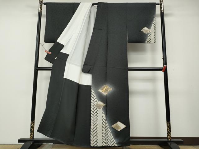 平和屋着物●訪問着　駒刺繍　松皮菱吉祥文　暈し染め　正絹　逸品　CABG5557ut