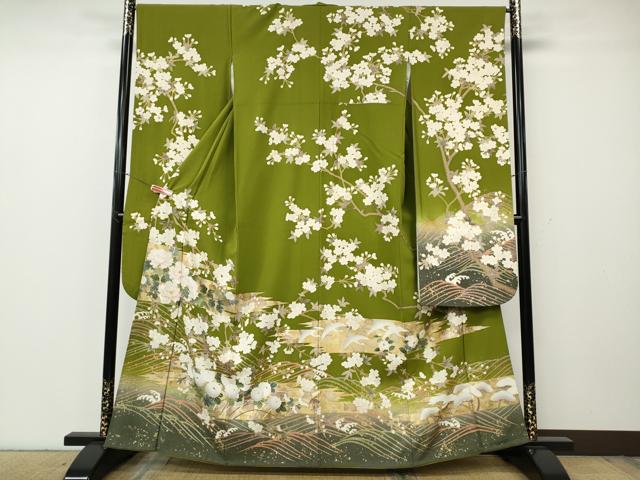 平和屋着物●豪華振袖　刺繍　立波草花文　暈し染め　金彩　正絹　逸品　CABG5567ut