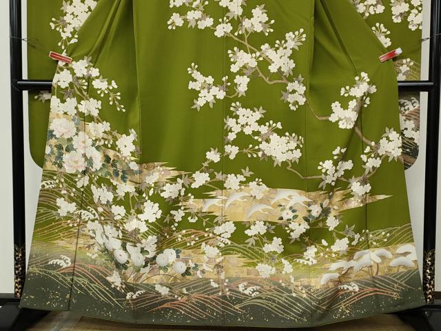 平和屋着物●豪華振袖　刺繍　立波草花文　暈し染め　金彩　正絹　逸品　CABG5567ut