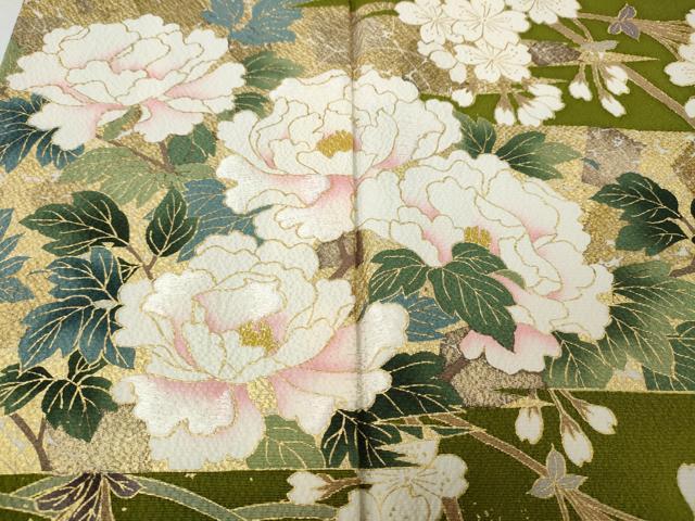 平和屋着物●豪華振袖　刺繍　立波草花文　暈し染め　金彩　正絹　逸品　CABG5567ut