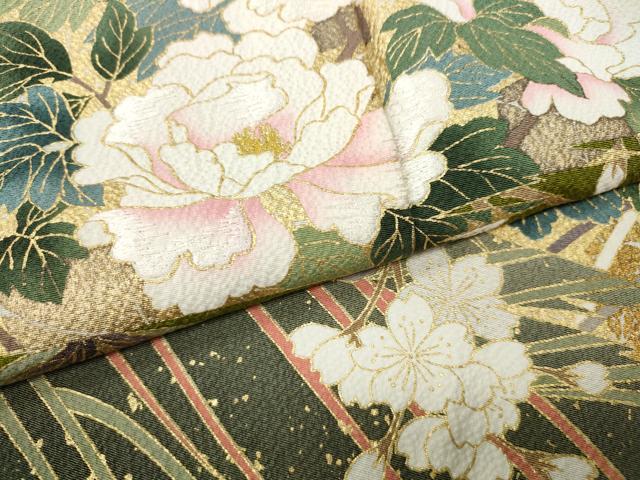 平和屋着物●豪華振袖　刺繍　立波草花文　暈し染め　金彩　正絹　逸品　CABG5567ut