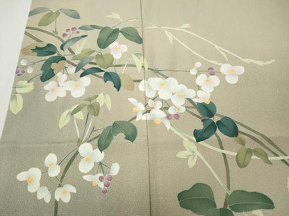 平和屋着物●京加賀糸目友禅作家　山崎巌　訪問着　蔦の葉花文　大丸扱い　正絹　逸品　CABG5569ut