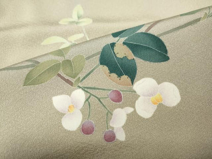 平和屋着物●京加賀糸目友禅作家　山崎巌　訪問着　蔦の葉花文　大丸扱い　正絹　逸品　CABG5569ut
