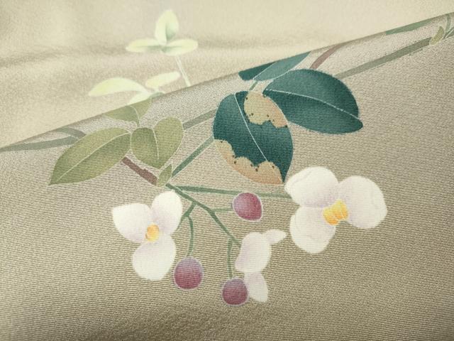 平和屋着物●京加賀糸目友禅作家　山崎巌　訪問着　蔦の葉花文　大丸扱い　正絹　逸品　CABG5569ut