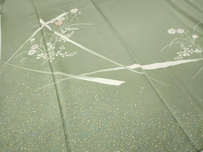 平和屋着物●訪問着　刺繍　草花文　金彩　正絹　逸品　CABG5570ut