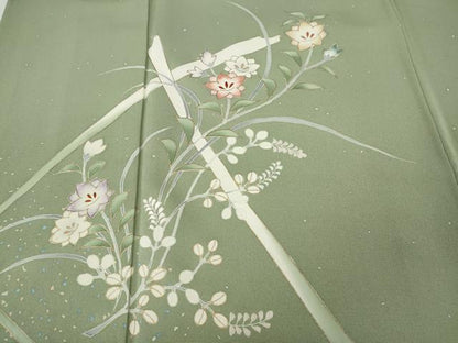 平和屋着物●訪問着　刺繍　草花文　金彩　正絹　逸品　CABG5570ut