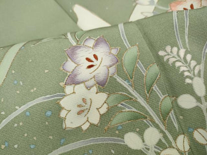 平和屋着物●訪問着　刺繍　草花文　金彩　正絹　逸品　CABG5570ut