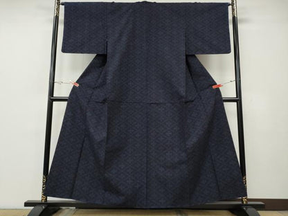 平和屋着物●結城紬　80亀甲　菱花文　正絹　逸品　未使用　CABG5578ut