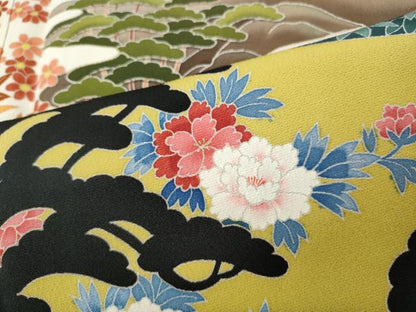 平和屋着物●本加賀友禅作家　中政雄　黒留袖　エ霞草花文　シルエット　金彩　正絹　逸品　CABG5581ut