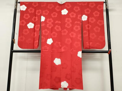 平和屋着物●長襦袢　袷　絞り　舞梅地紋　半衿刺繍　正絹　逸品　CABG5583ut