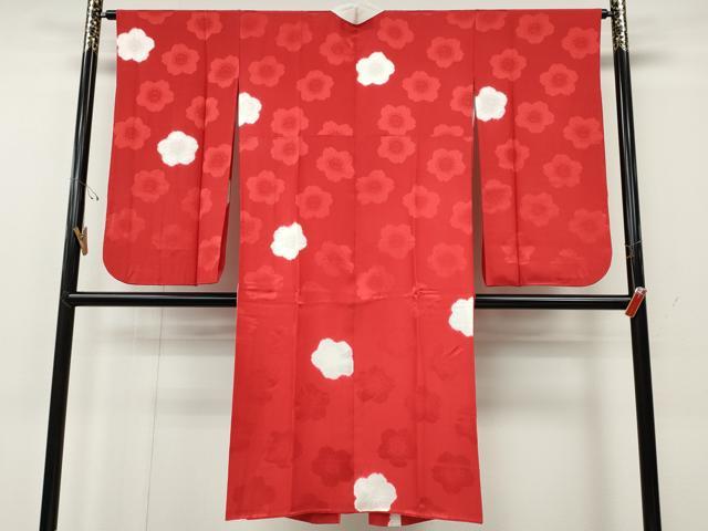 平和屋着物●長襦袢　袷　絞り　舞梅地紋　半衿刺繍　正絹　逸品　CABG5583ut