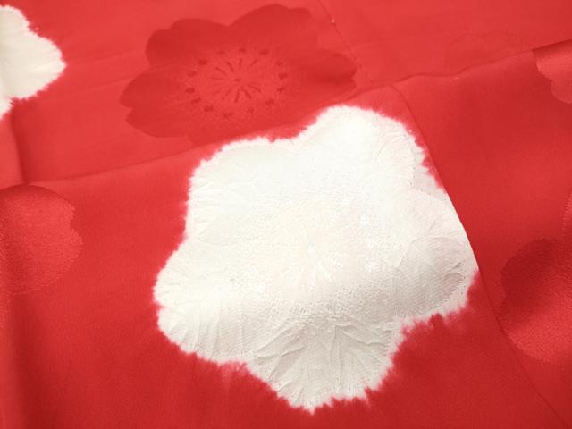 平和屋着物●長襦袢　袷　絞り　舞梅地紋　半衿刺繍　正絹　逸品　CABG5583ut