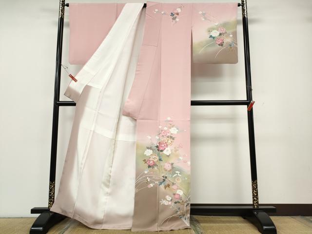 平和屋着物●訪問着　枝花文　暈し染め　金彩　正絹　逸品　CABG5587ut