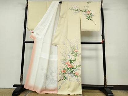 平和屋着物●本加賀友禅作家　成竹登茂男　訪問着　枝花文　正絹　逸品　未使用　CABG5589ut