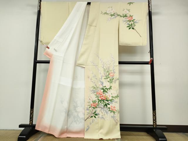 平和屋着物●本加賀友禅作家　成竹登茂男　訪問着　枝花文　正絹　逸品　未使用　CABG5589ut