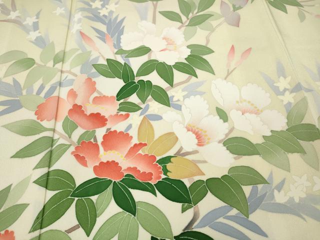平和屋着物●本加賀友禅作家　成竹登茂男　訪問着　枝花文　正絹　逸品　未使用　CABG5589ut