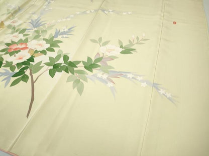 平和屋着物●本加賀友禅作家　成竹登茂男　訪問着　枝花文　正絹　逸品　未使用　CABG5589ut