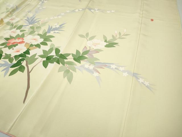 平和屋着物●本加賀友禅作家　成竹登茂男　訪問着　枝花文　正絹　逸品　未使用　CABG5589ut