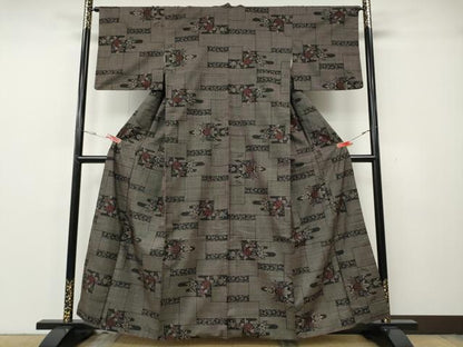 平和屋着物●本場大島紬　7マルキ　エ霞花文　正絹　逸品　CABG5590ut