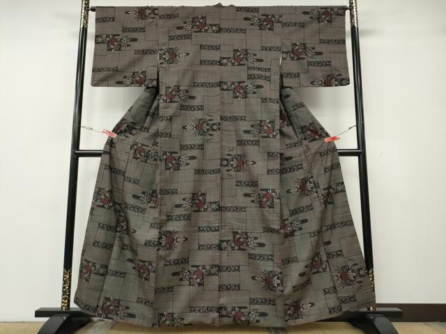 平和屋着物●本場大島紬　7マルキ　エ霞花文　正絹　逸品　CABG5590ut