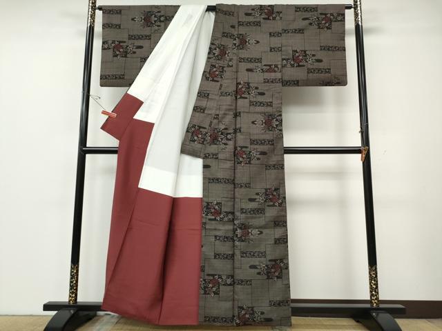 平和屋着物●本場大島紬　7マルキ　エ霞花文　正絹　逸品　CABG5590ut