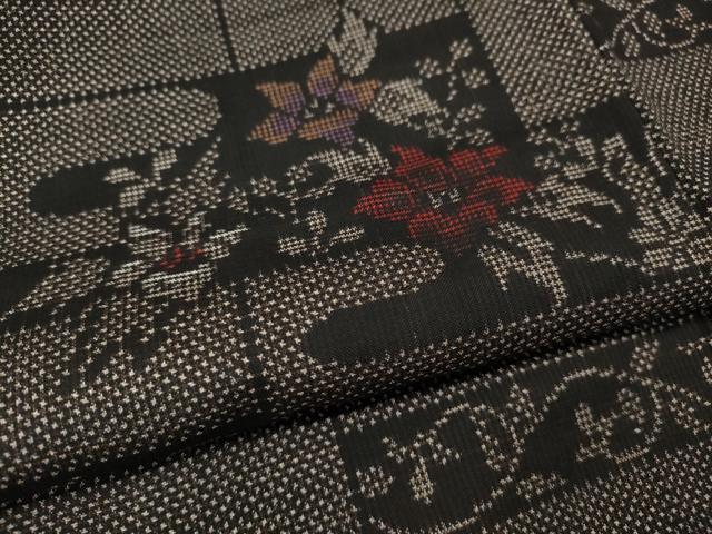平和屋着物●本場大島紬　7マルキ　エ霞花文　正絹　逸品　CABG5590ut