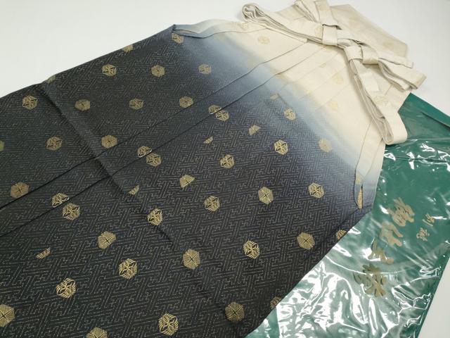 平和屋着物●男性　行灯袴　紗綾形双鶴亀甲文　金通し地　袋付き　CABG5593ut