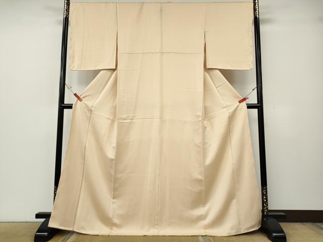 平和屋着物●上質な色無地　紗綾形地紋　肌色　正絹　逸品　CABG5599ut