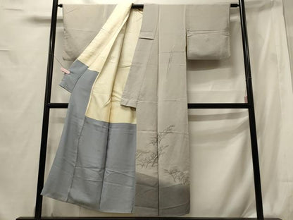 平和屋着物■訪問着　刺繍　枝花文　暈し染め　金糸　正絹　逸品　CABG5604oy