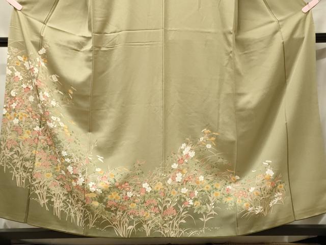 平和屋着物▽訪問着　単衣　草花文　暈し染め　金彩　正絹　逸品　AABF9187jh 平和屋着物▽訪問着 単衣 草花文 暈し染め 金彩 正絹 逸品 AABF9187jh